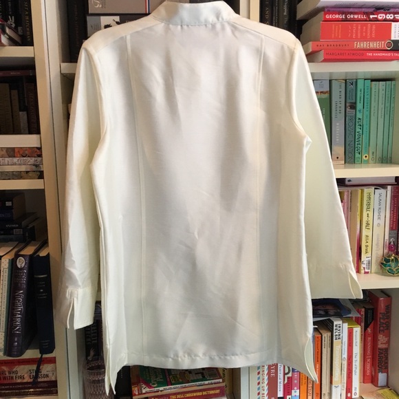 Linea by Louis Dell'Olio Faux Shantung Band Collar Shirt Shacket - Picture 10 of 13